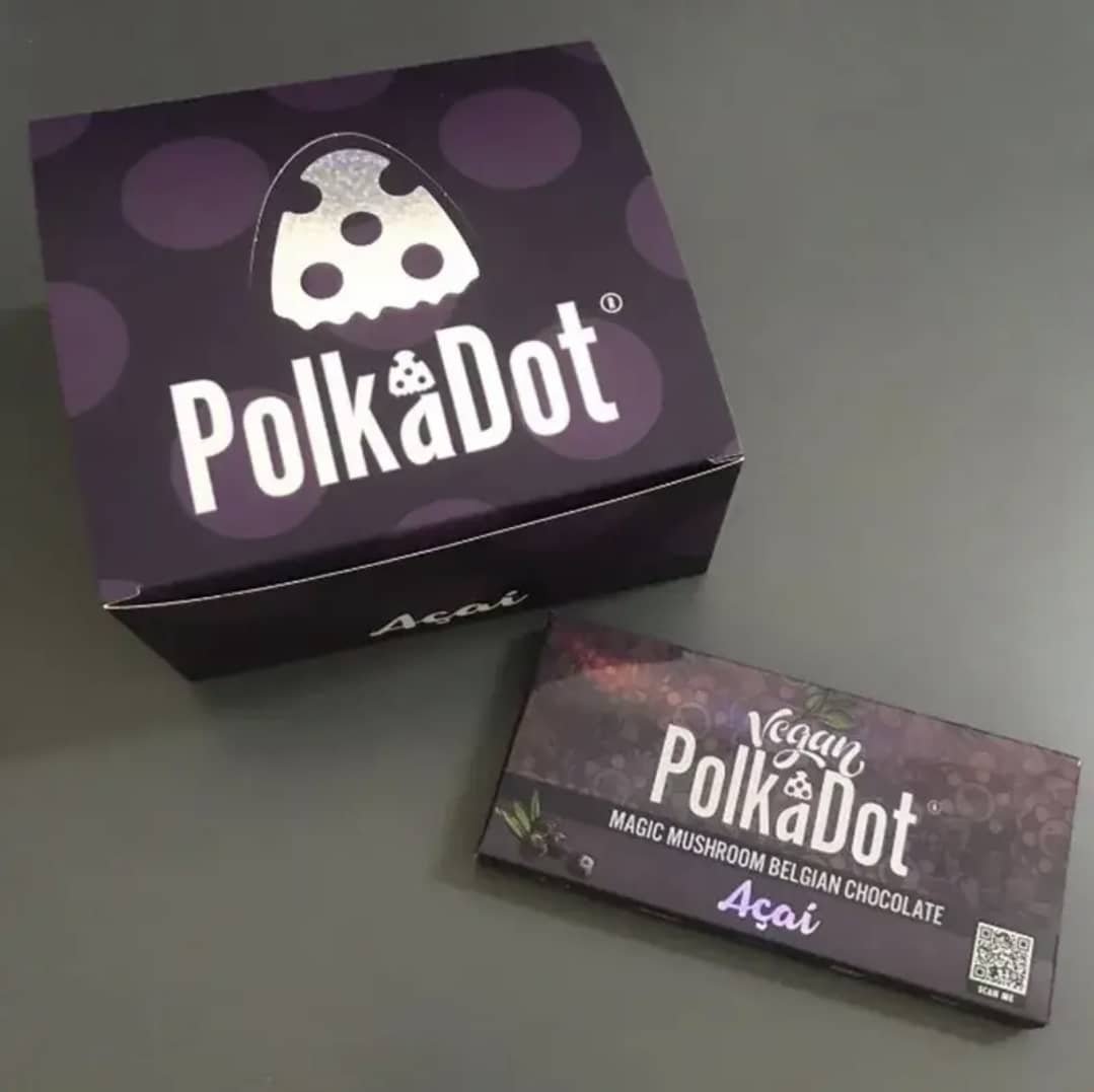 PolkaDot Acai Magic Mushroom Chocolate / Buy Vegan Polkadot Chocolate Bar Online